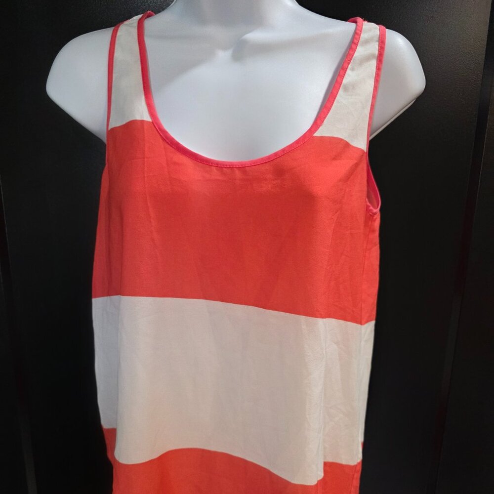 French Connection Coral & White Tank Top Sz 2